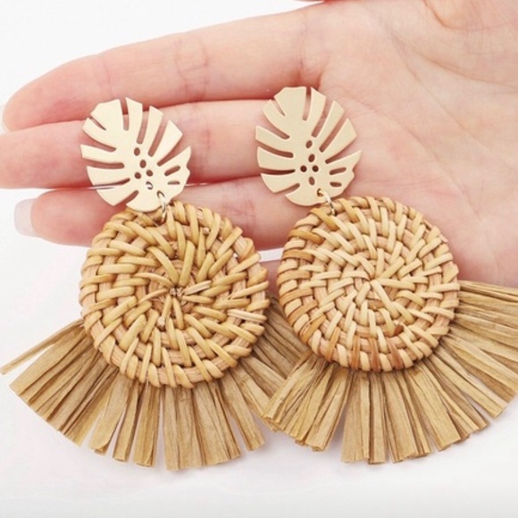 Fashion Jewelry Jewelry - Rattan Palm Leaf Earrings